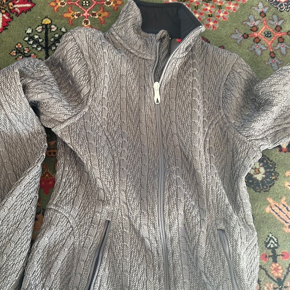 Spyder Major Cable Knit Stryke Gray Full Zip Sweater Size Small